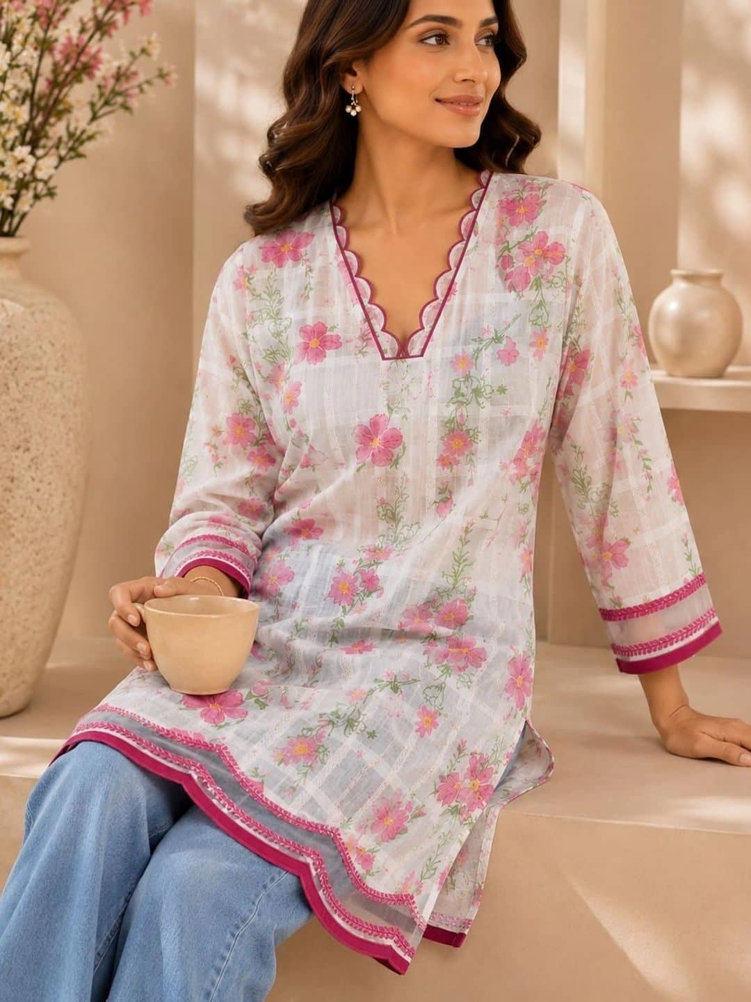 SILCHIC Floral Print Ruffles Cotton Top — photo 4
