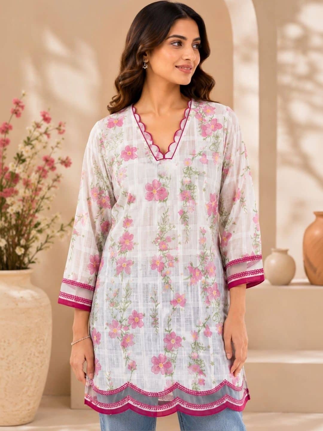 SILCHIC Floral Print Ruffles Cotton Top — photo 3