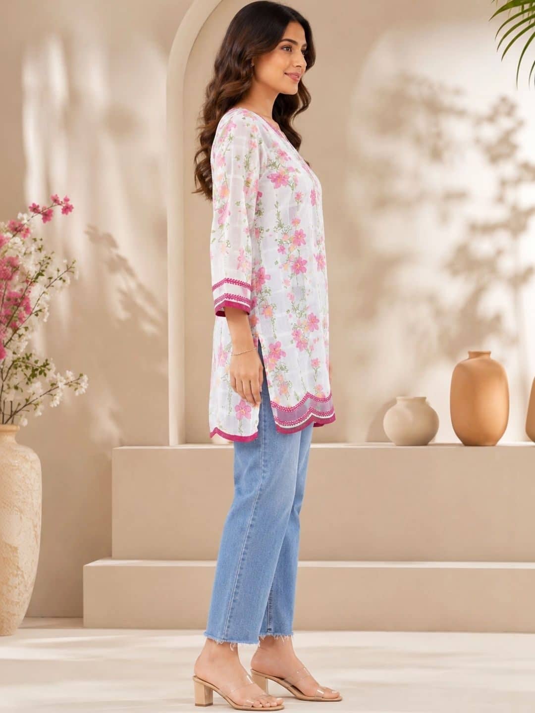 SILCHIC Floral Print Ruffles Cotton Top — photo 5