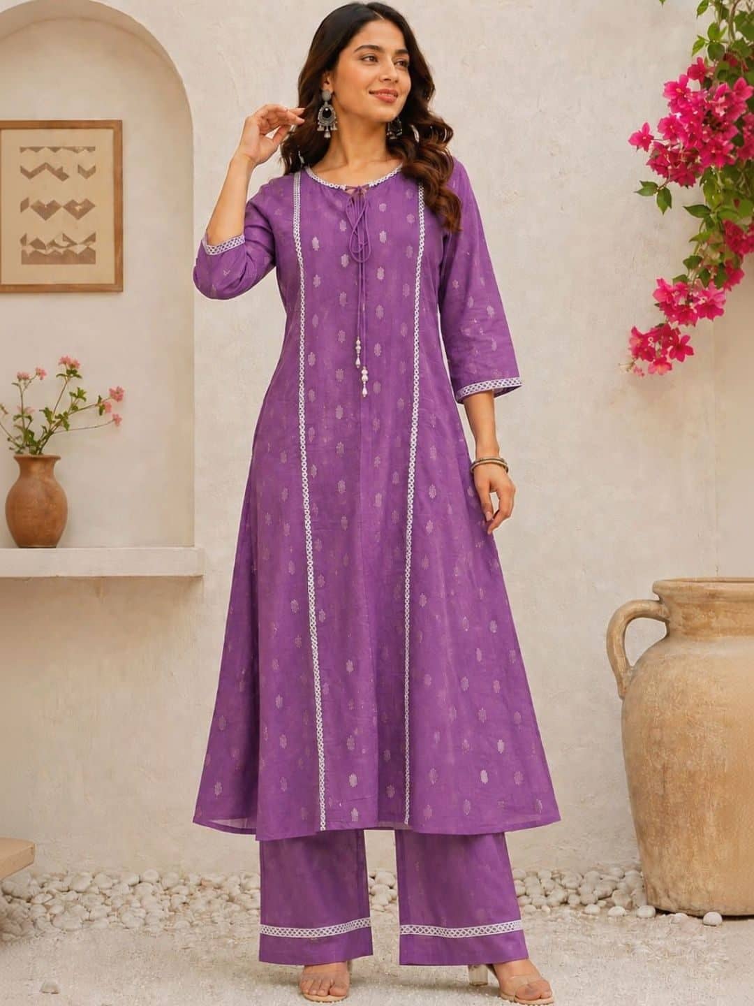 SILCHIC Women Ethnic Motifs Printed Regular Pure Cotton Kurta with Palazzos — photo 1
