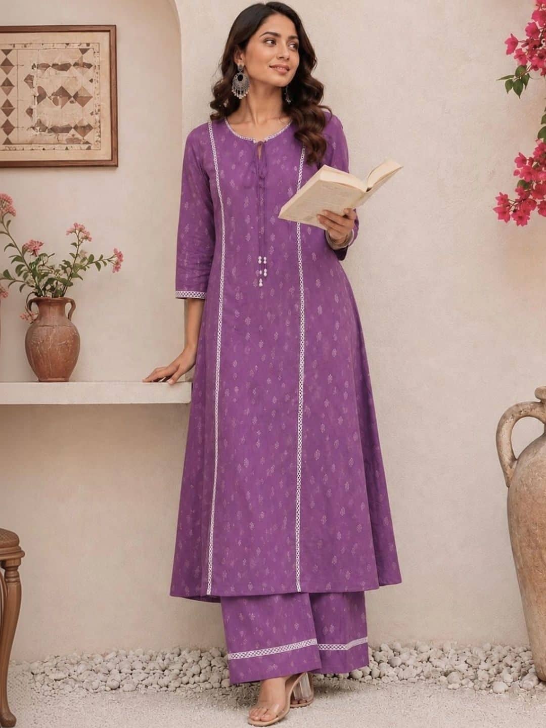 SILCHIC Women Ethnic Motifs Printed Regular Pure Cotton Kurta with Palazzos — photo 5