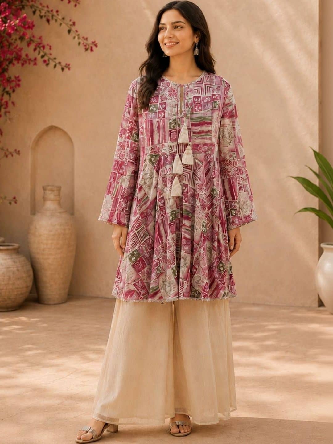 SILCHIC Women Printed Empire Pure Cotton Kurti with Palazzos — photo 1