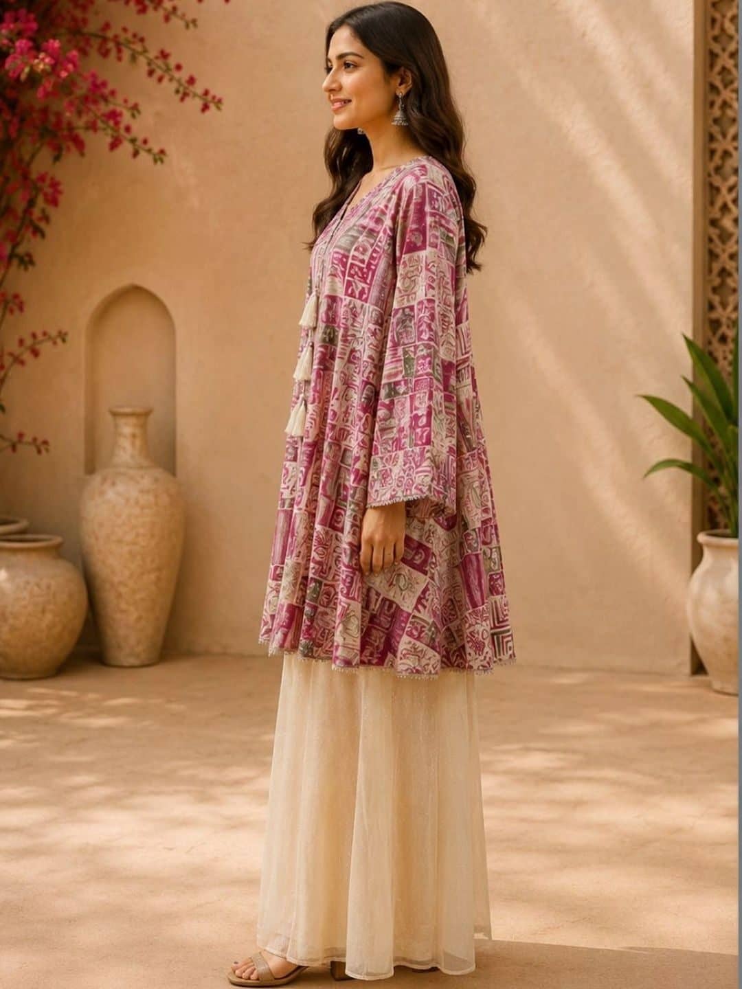 SILCHIC Women Printed Empire Pure Cotton Kurti with Palazzos — photo 3