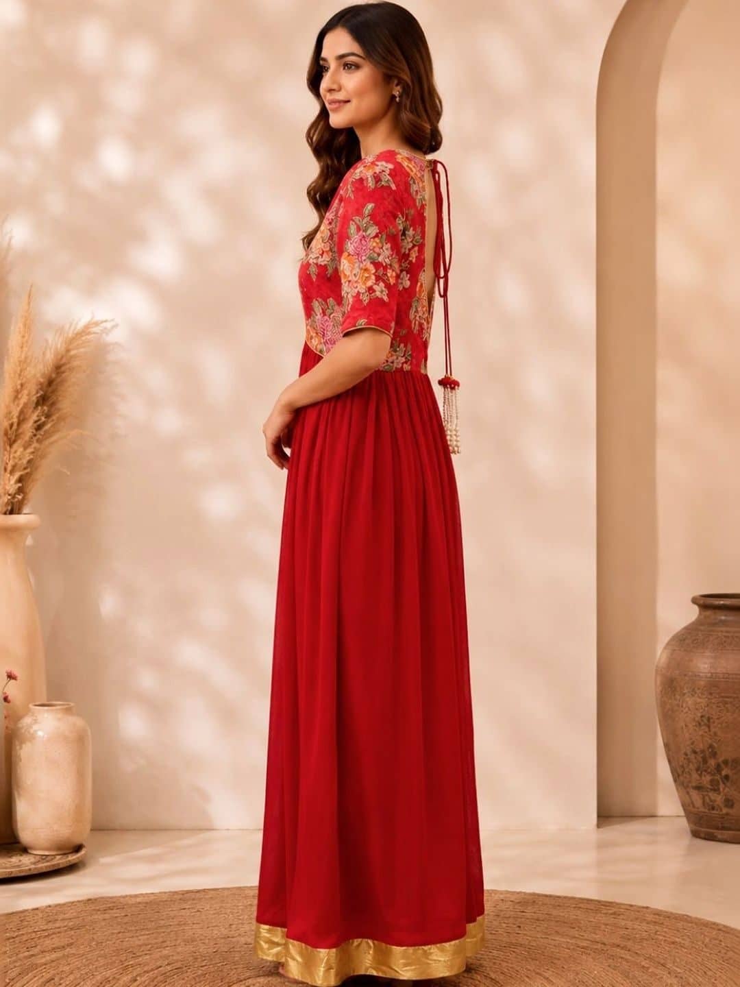 SILCHIC Floral Print Georgette Maxi Dress — photo 3