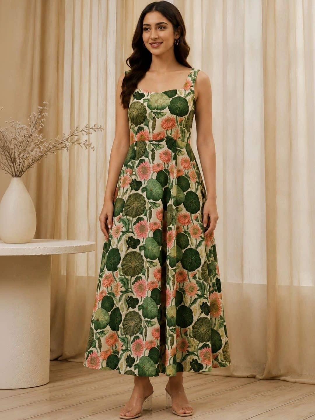 SILCHIC Floral Print A-Line Midi Dress — photo 1