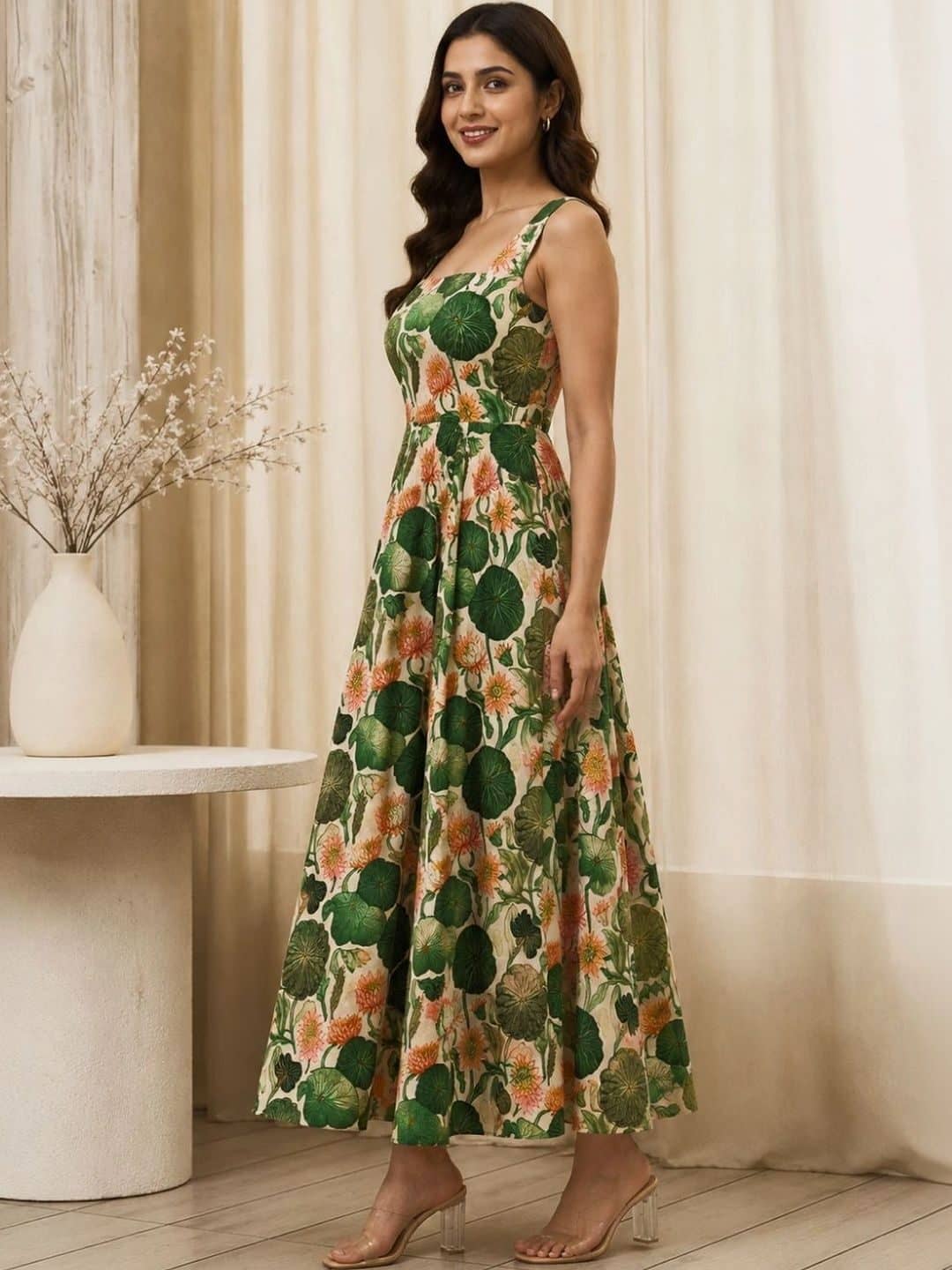 SILCHIC Floral Print A-Line Midi Dress — photo 3