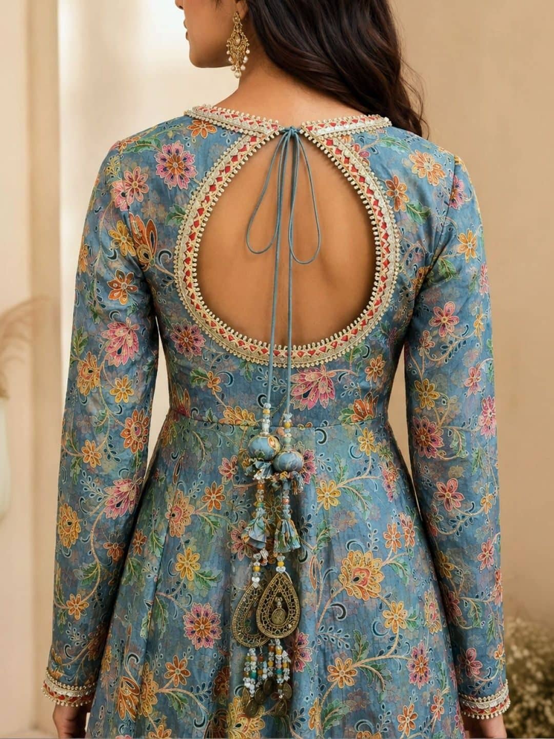 SILCHIC Embroidered Floral Anarkali Kurta Dress with Square Neck & Full Sleeves — photo 4