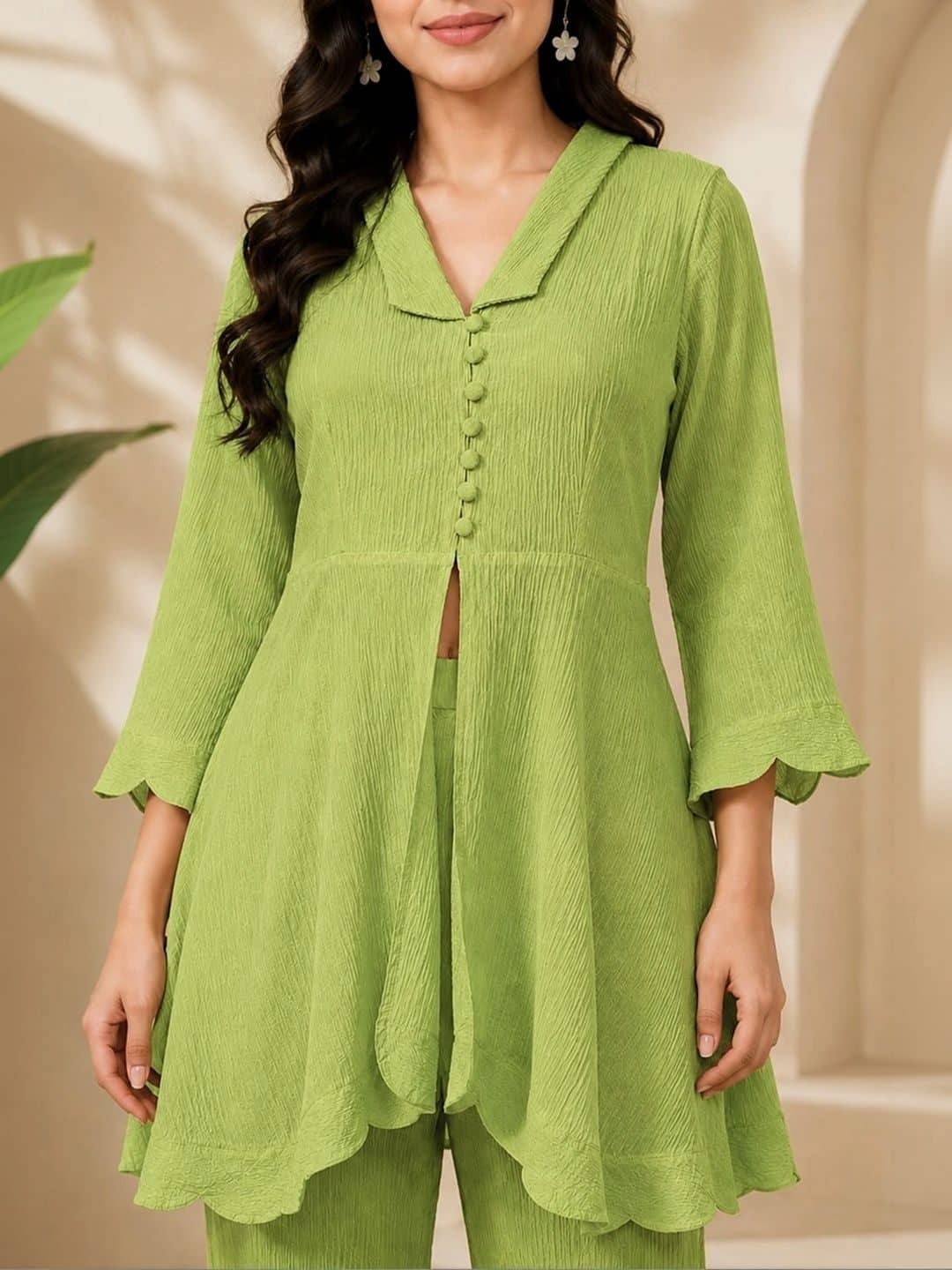 SILCHIC Women Self Design Green Top with Palazzos — photo 6