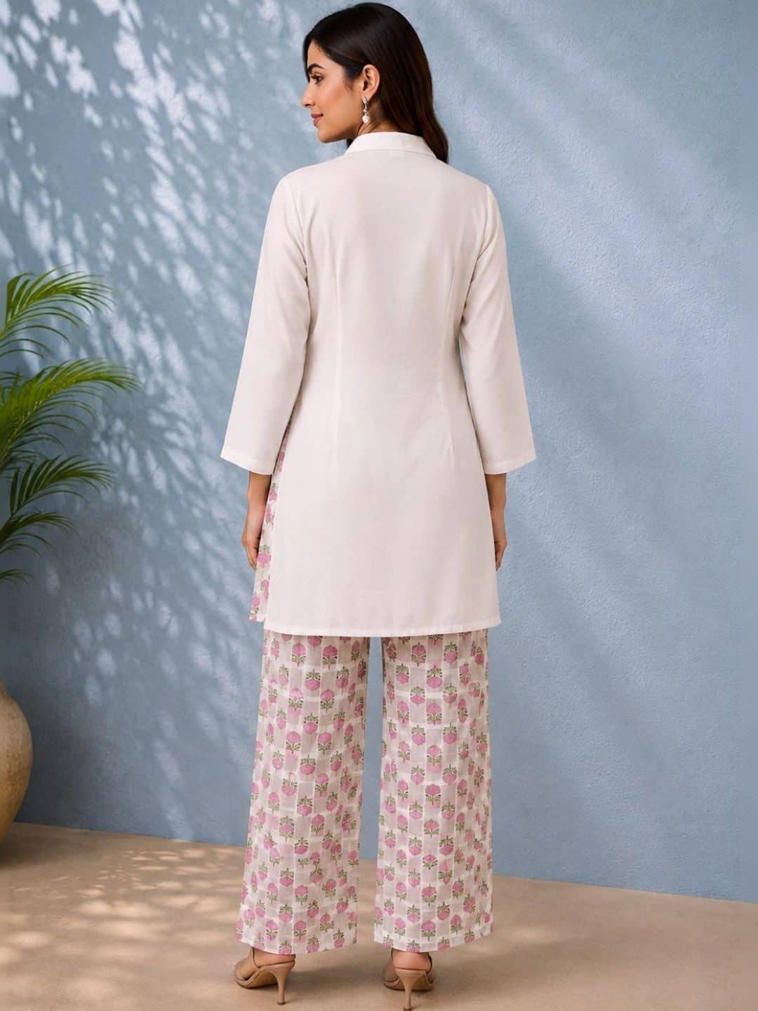 SILCHIC Printed Mandarin Collar Pure Cotton Straight Kurta & Trousers — photo 2