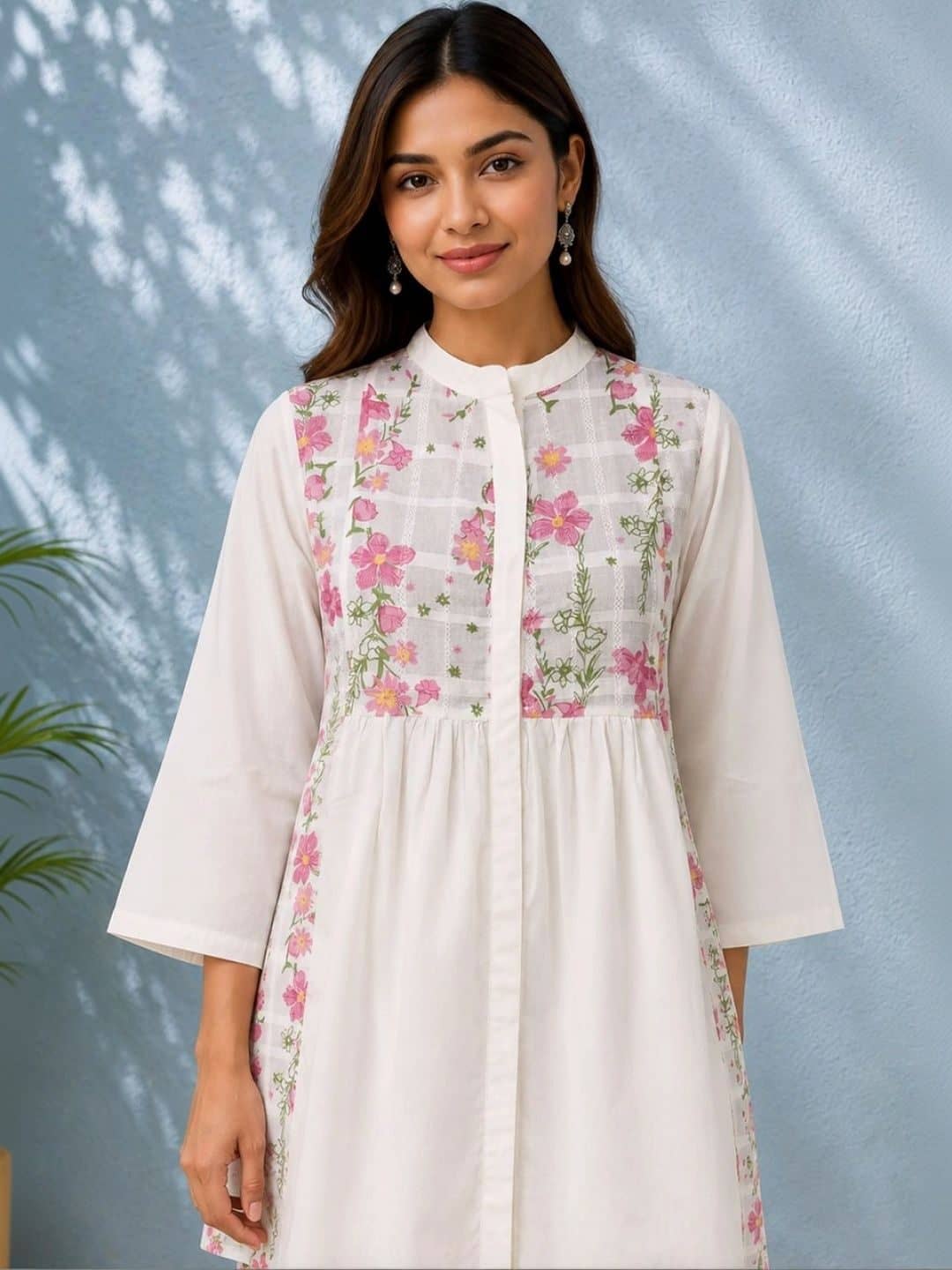 SILCHIC Printed Mandarin Collar Pure Cotton Straight Kurta & Trousers — photo 4