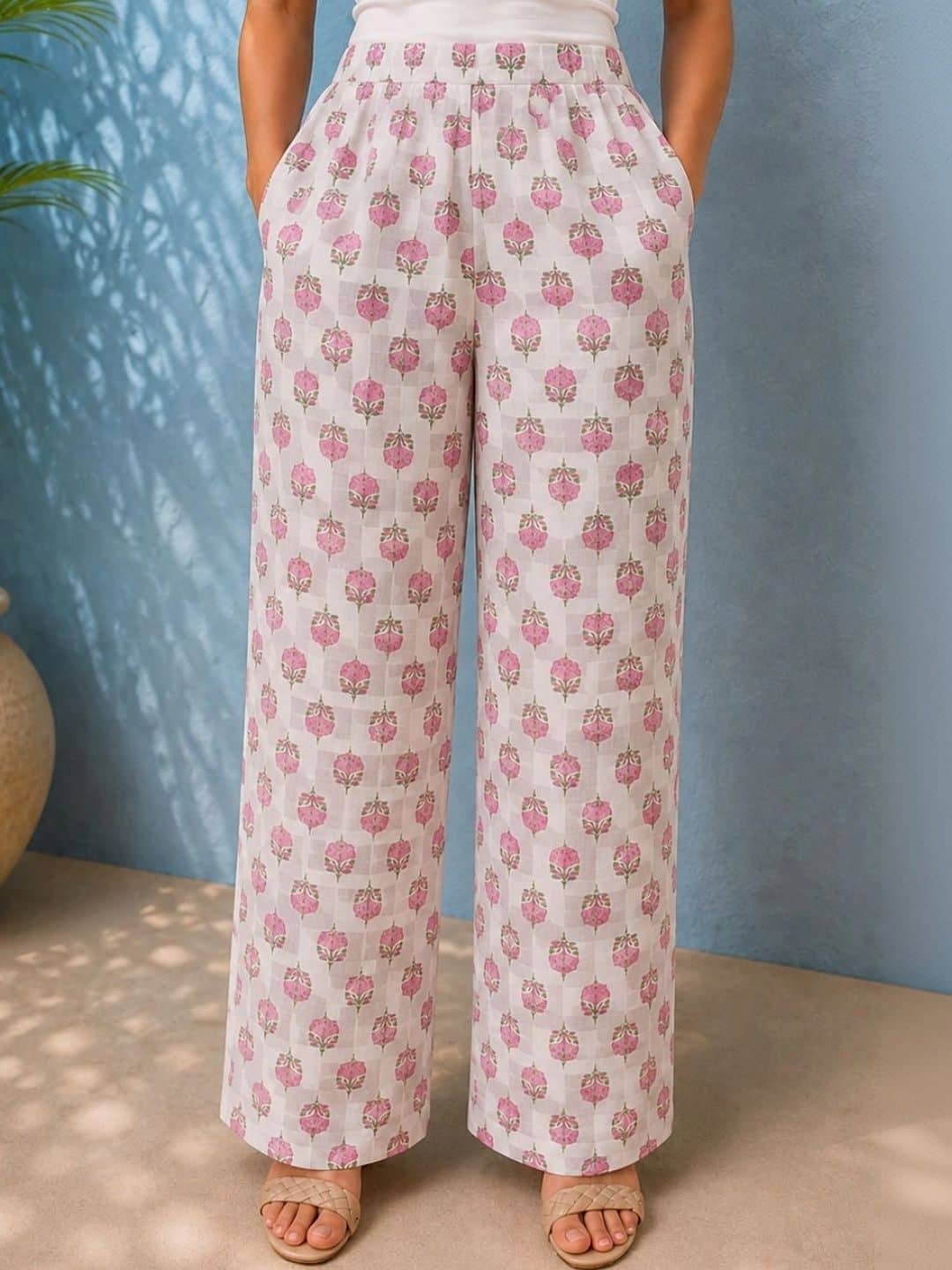 SILCHIC Printed Mandarin Collar Pure Cotton Straight Kurta & Trousers — photo 6