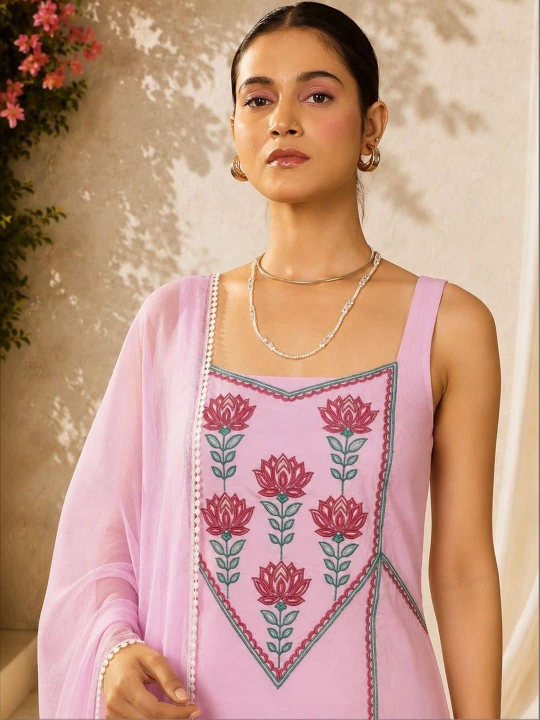 SILCHIC Women Ethnic Motifs Regular Thread Work Kurta with Palazzos & With Dupatta — photo 6