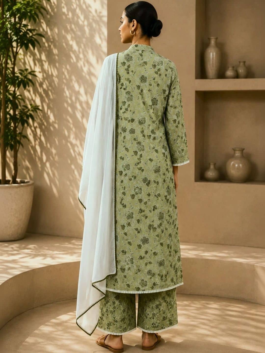 SILCHIC Women Ethnic Motifs Printed Regular Pure Cotton Kurta with Palazzos & With Dupatta — photo 3