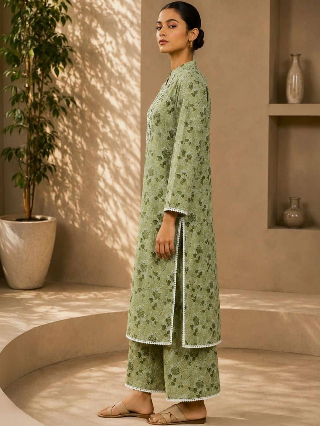 SILCHIC Women Ethnic Motifs Printed Regular Pure Cotton Kurta with Palazzos & With Dupatta — photo 2