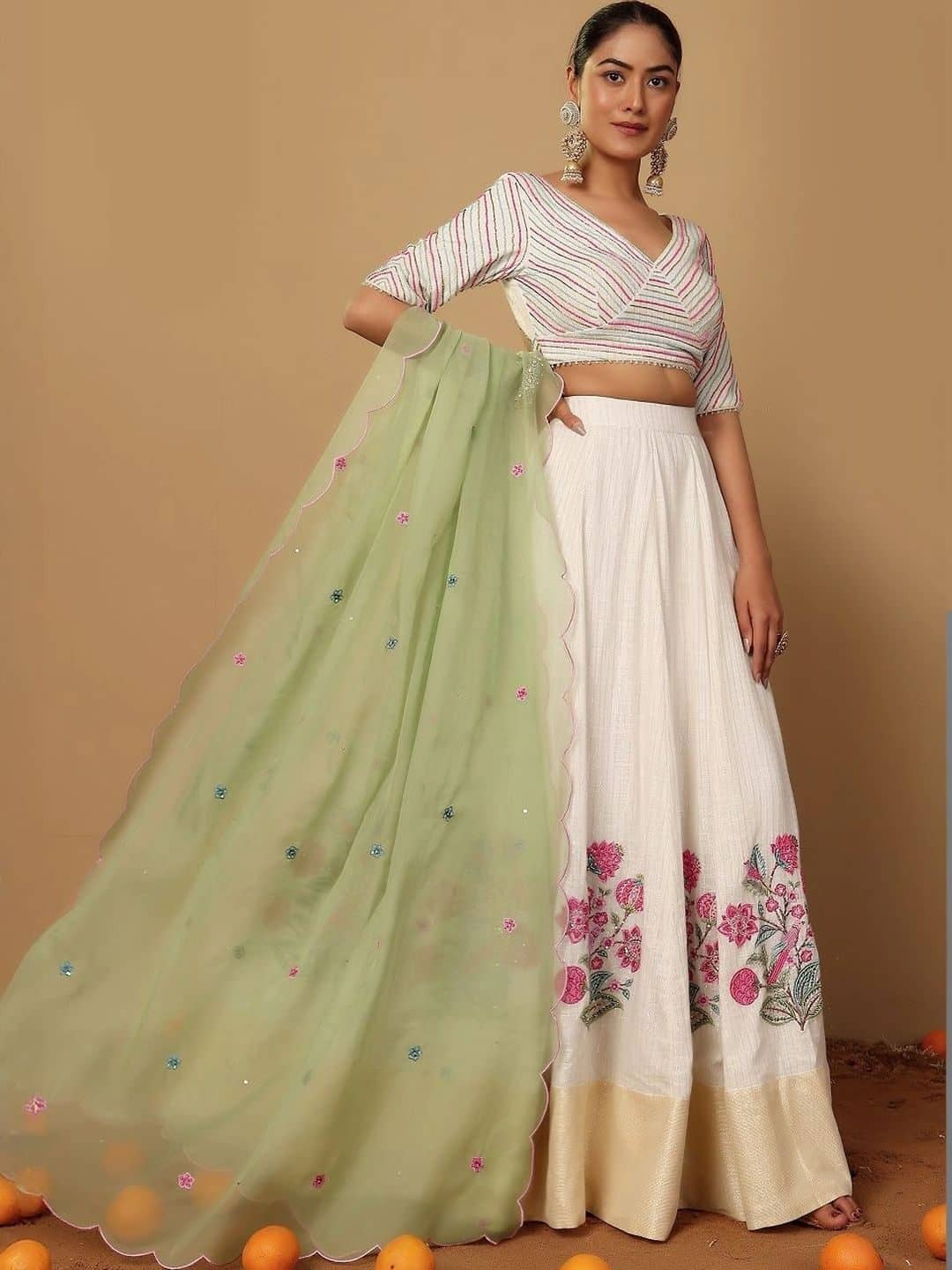 SILCHIC Printed Thread Work Ready to Wear Lehenga & Blouse With Dupatta — photo 4