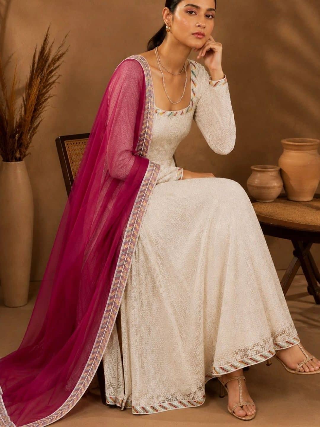SILCHIC Women Ethnic Motifs Embroidered Georgette A-Line Maxi Dress — photo 5