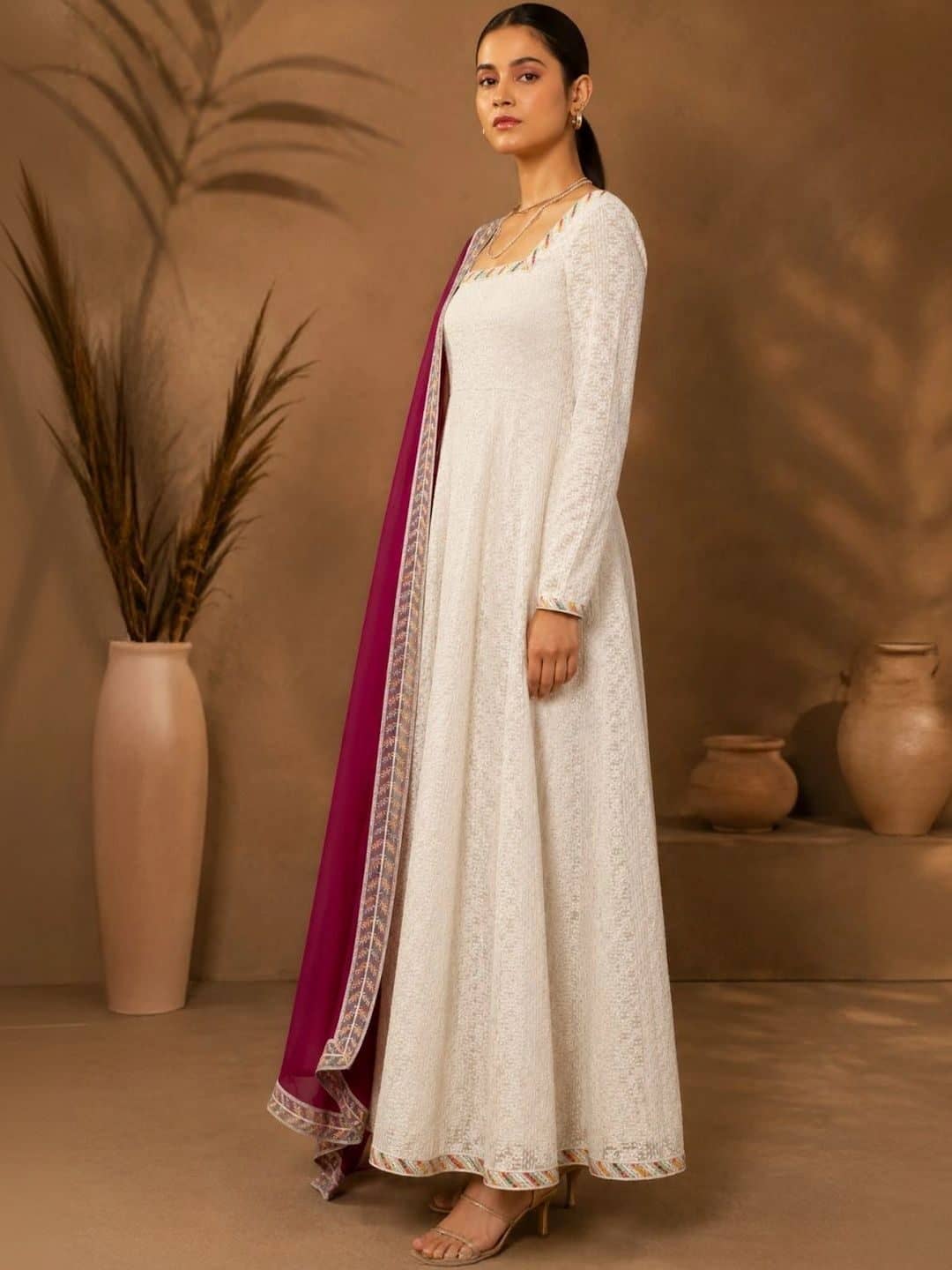 SILCHIC Women Ethnic Motifs Embroidered Georgette A-Line Maxi Dress — photo 3
