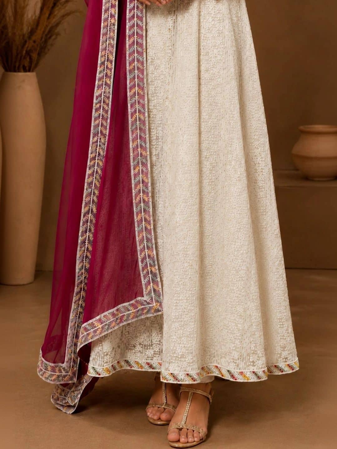 SILCHIC Women Ethnic Motifs Embroidered Georgette A-Line Maxi Dress — photo 6