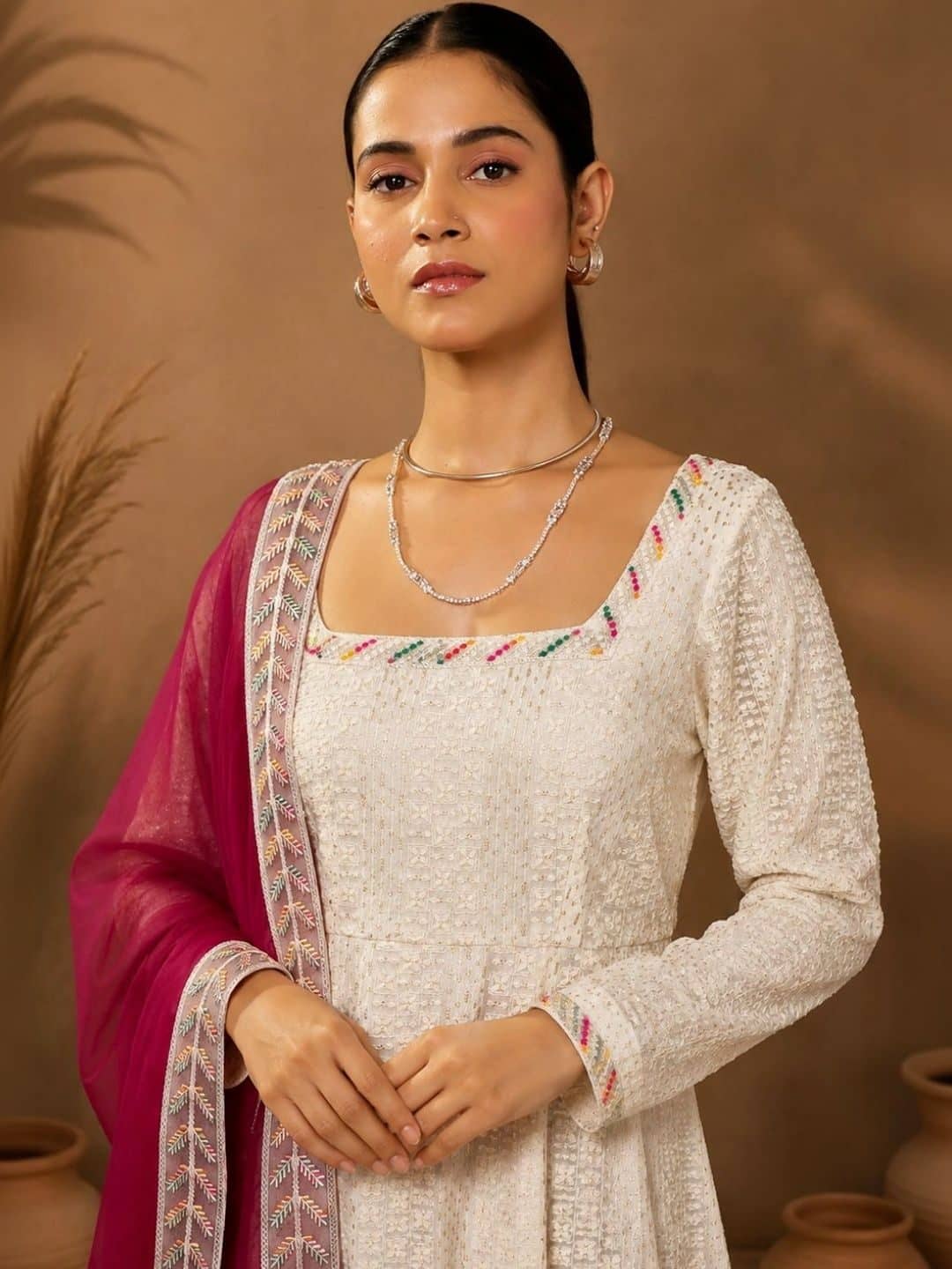 SILCHIC Women Ethnic Motifs Embroidered Georgette A-Line Maxi Dress — photo 4