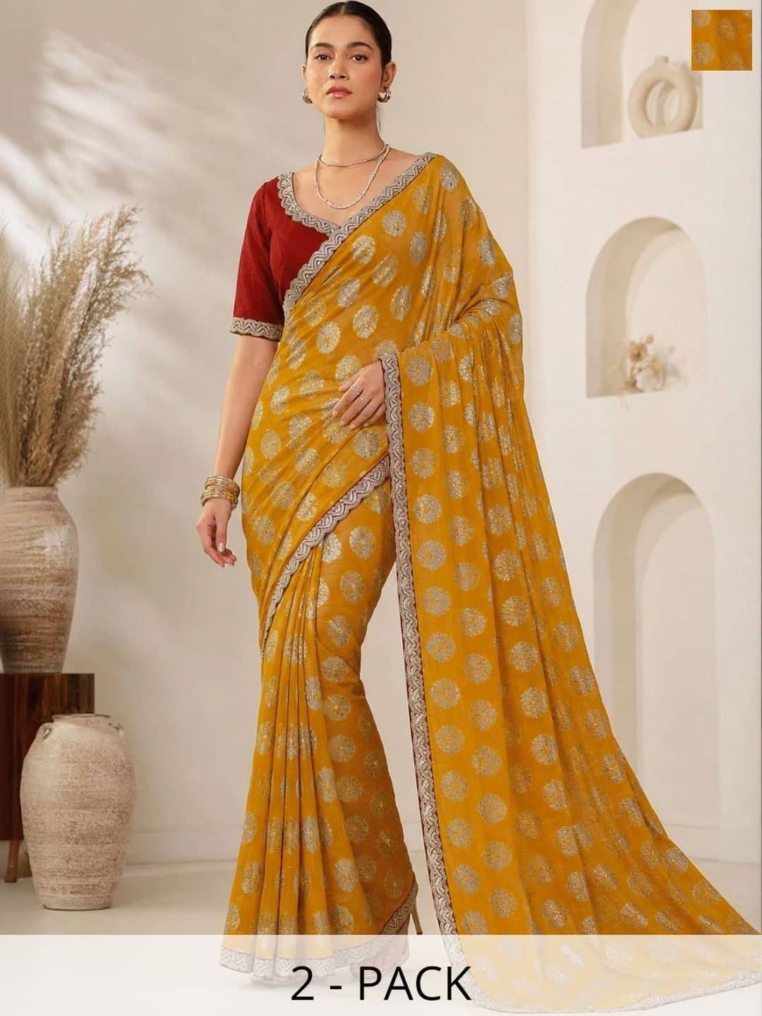 SILCHIC Floral Zari Designer Saree — photo 1