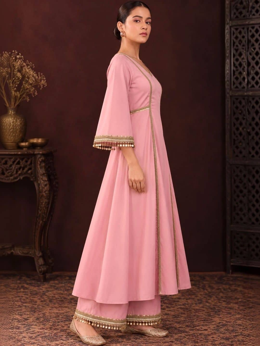 SILCHIC Women Empire Gotta Patti Silk Crepe Kurta with Palazzos — photo 3