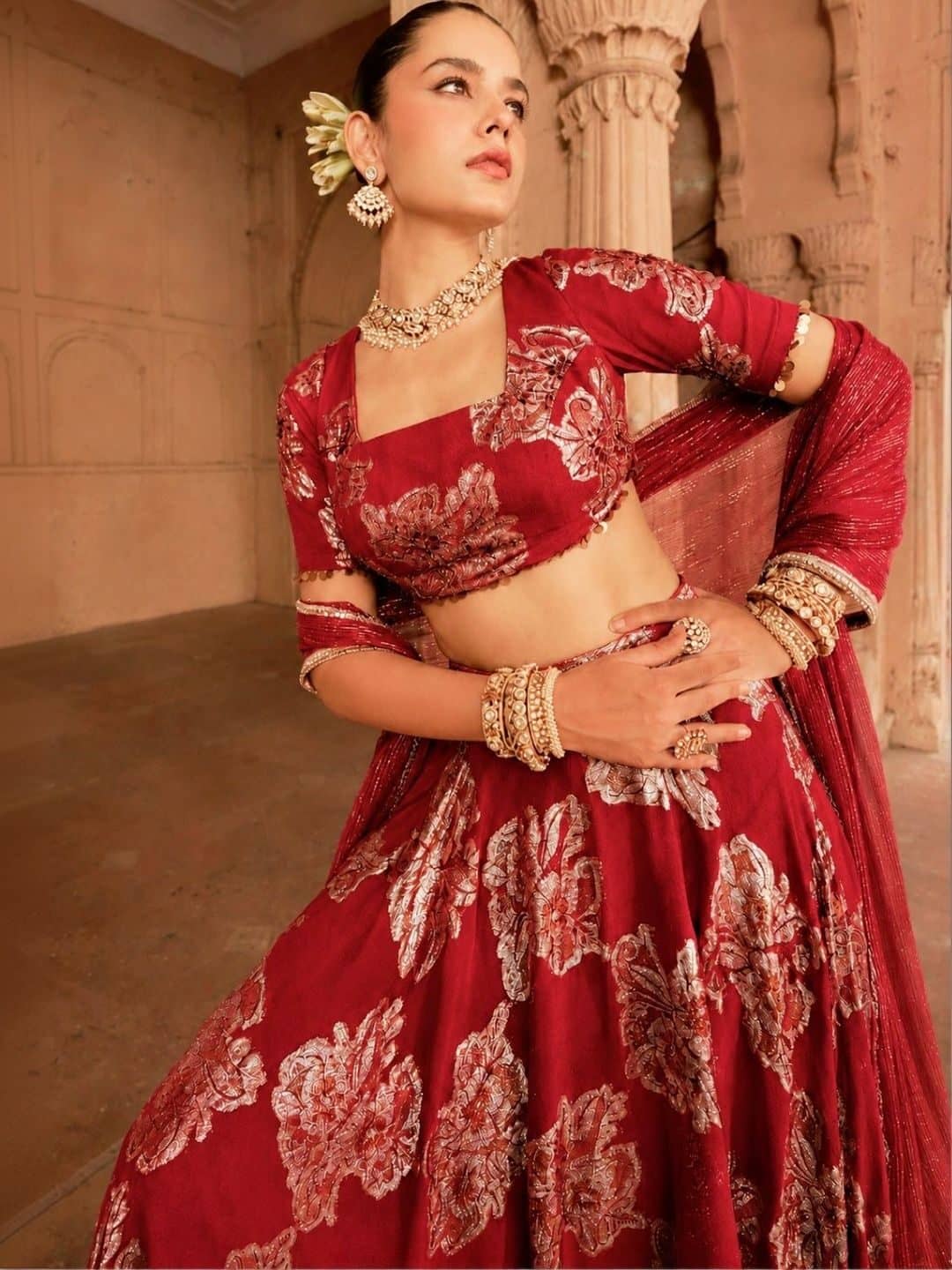 SILCHIC Embellished Foil Print Ready to Wear Lehenga & Blouse With Dupatta — photo 4