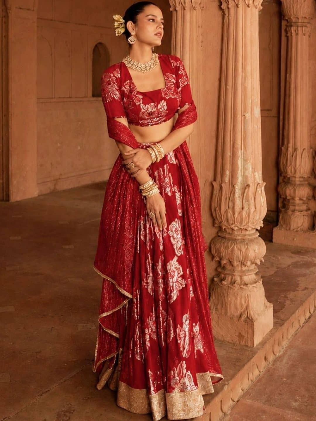 SILCHIC Embellished Foil Print Ready to Wear Lehenga & Blouse With Dupatta — photo 3
