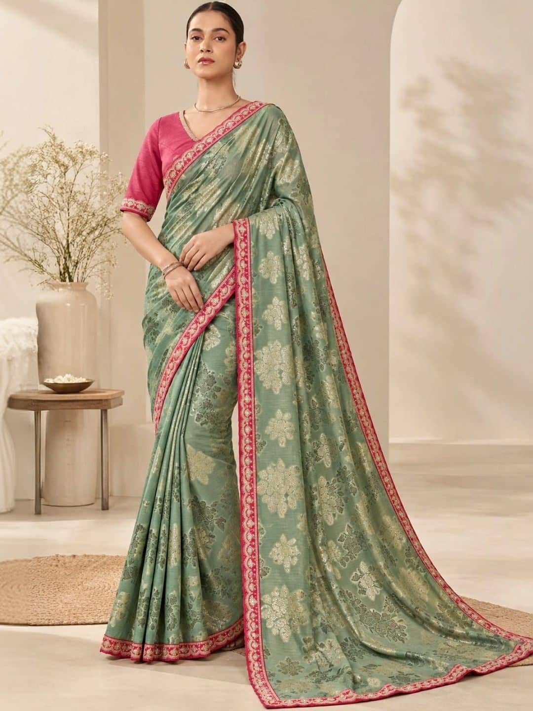 SILCHIC Floral Zari Designer Saree