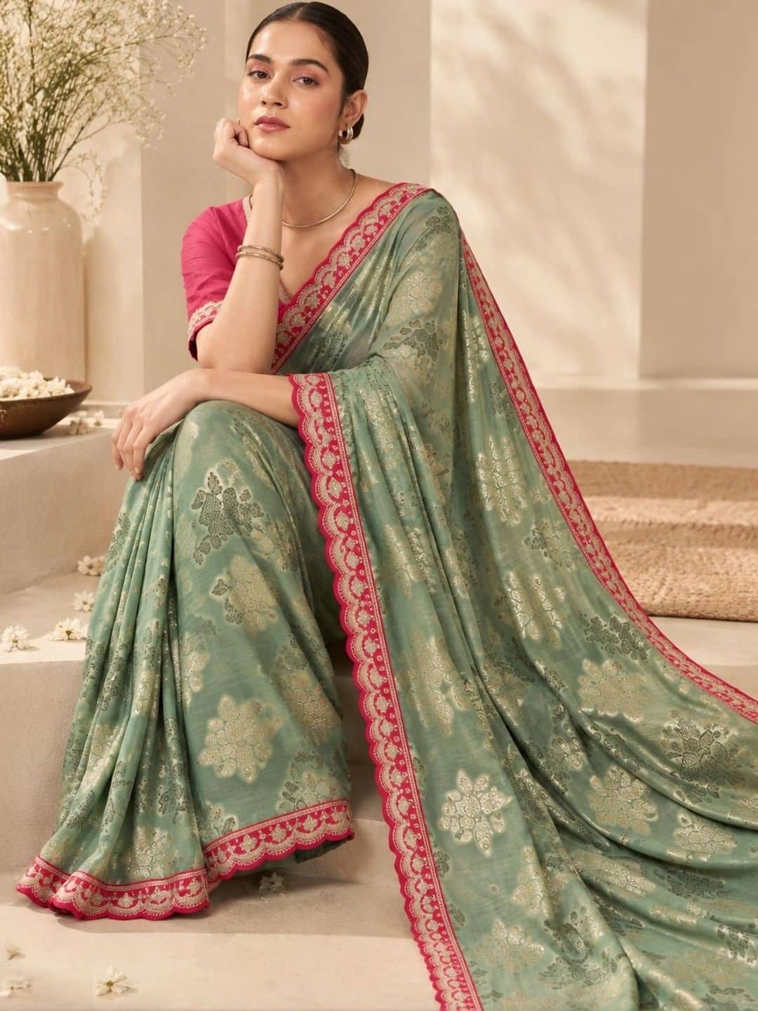 SILCHIC Floral Zari Designer Saree — photo 5
