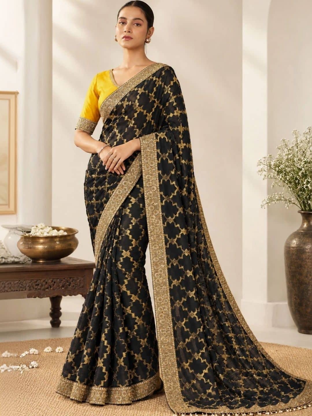 SILCHIC Floral Zari Designer Saree