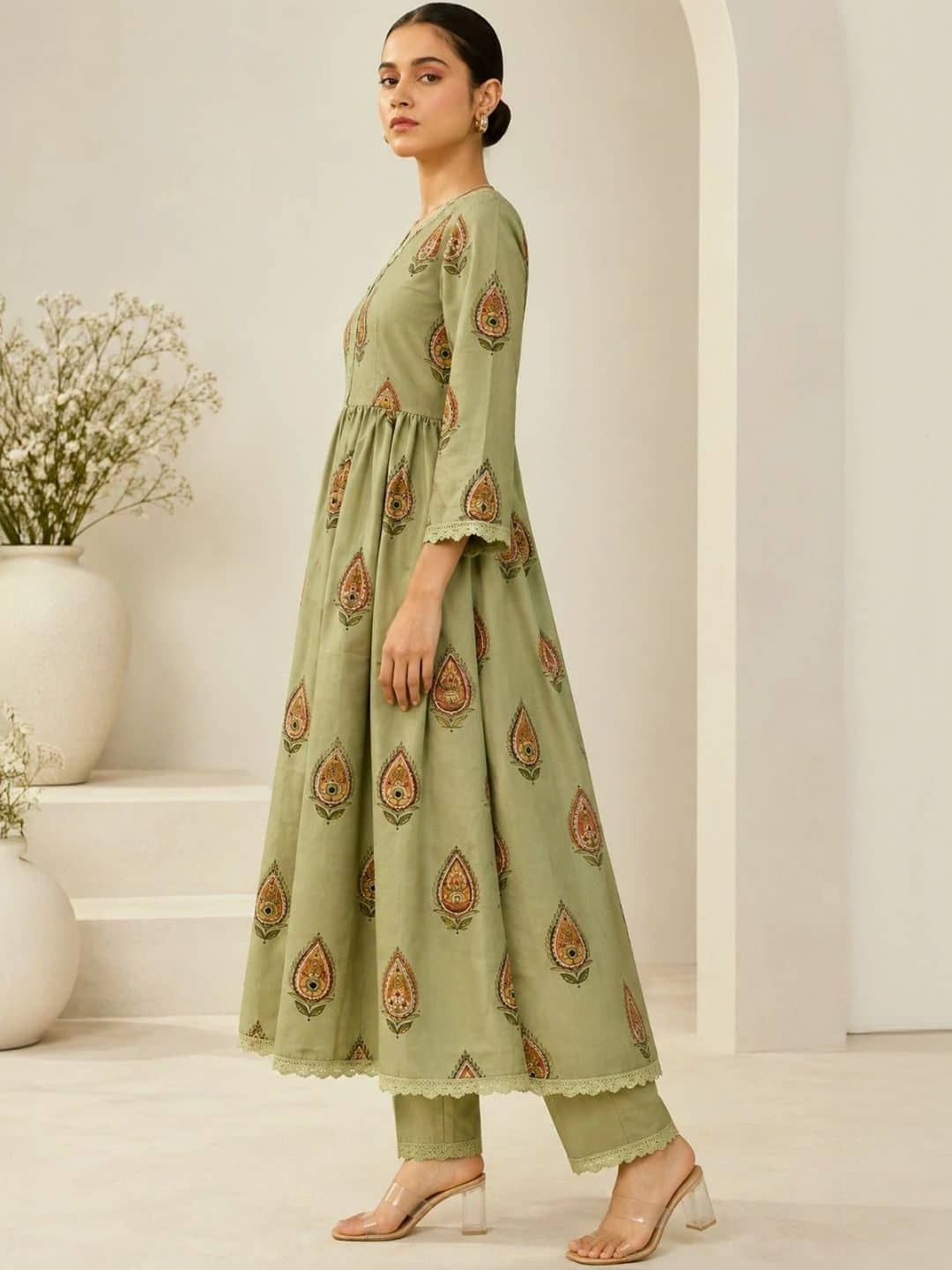 SILCHIC Women Ethnic Motifs Printed Regular Pure Cotton Kurta with Trousers & With Dupatta — photo 3