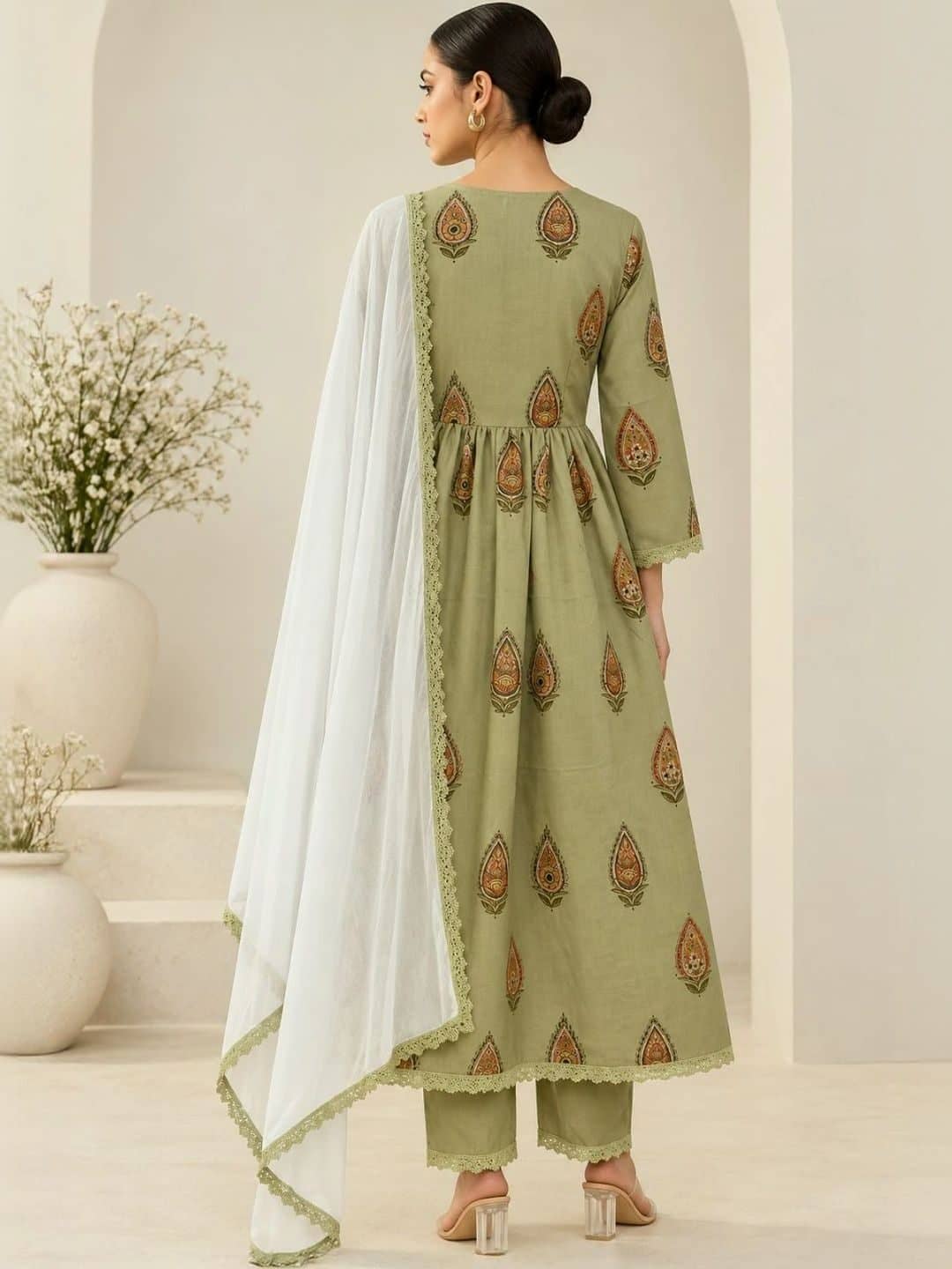 SILCHIC Women Ethnic Motifs Printed Regular Pure Cotton Kurta with Trousers & With Dupatta — photo 2