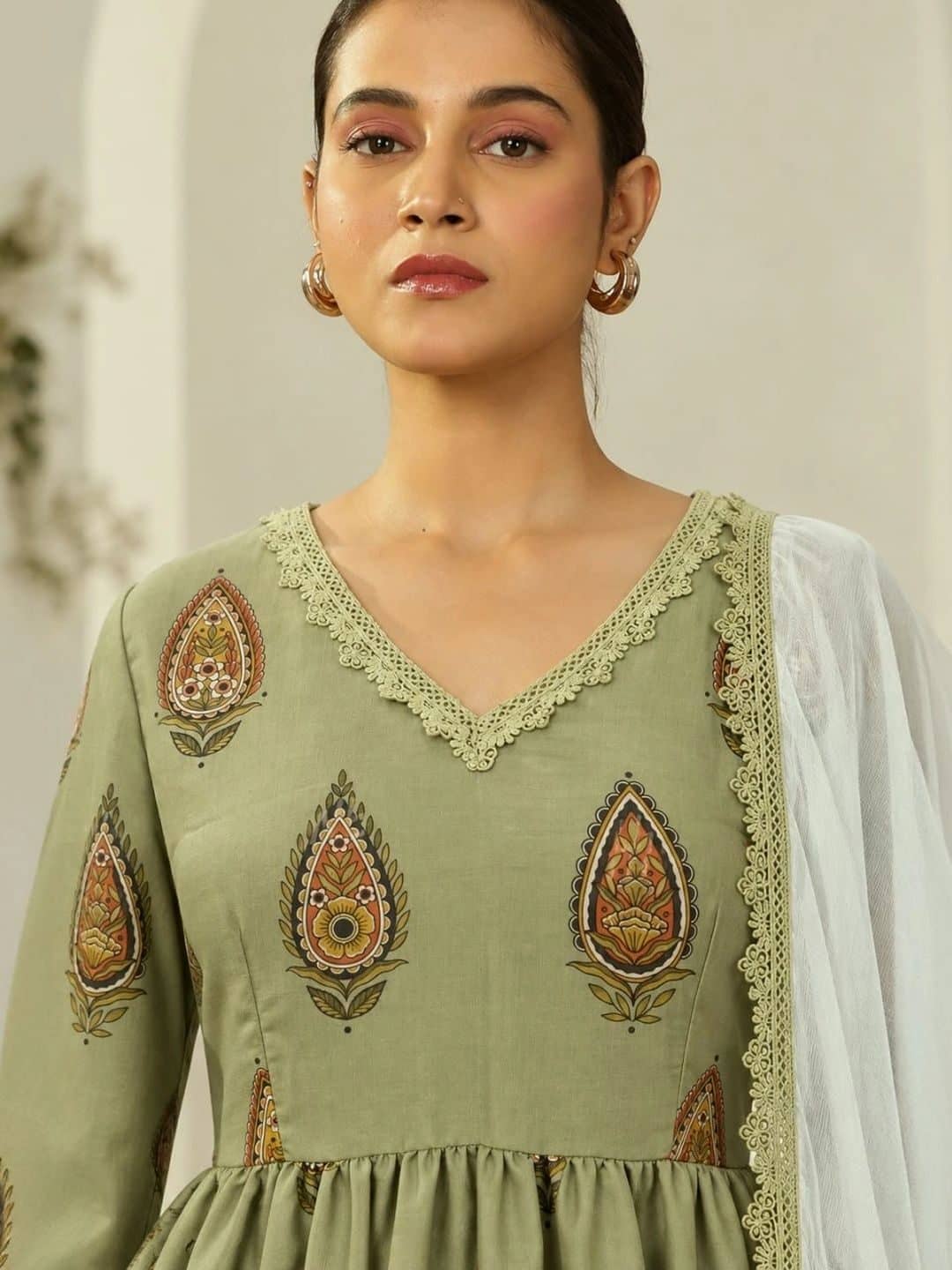 SILCHIC Women Ethnic Motifs Printed Regular Pure Cotton Kurta with Trousers & With Dupatta — photo 4