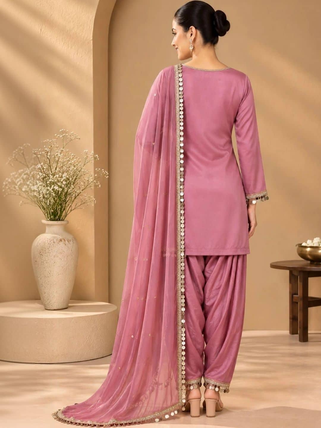 SILCHIC Women Regular Gotta Patti Silk Crepe Kurta with Patiala & With Dupatta — photo 2
