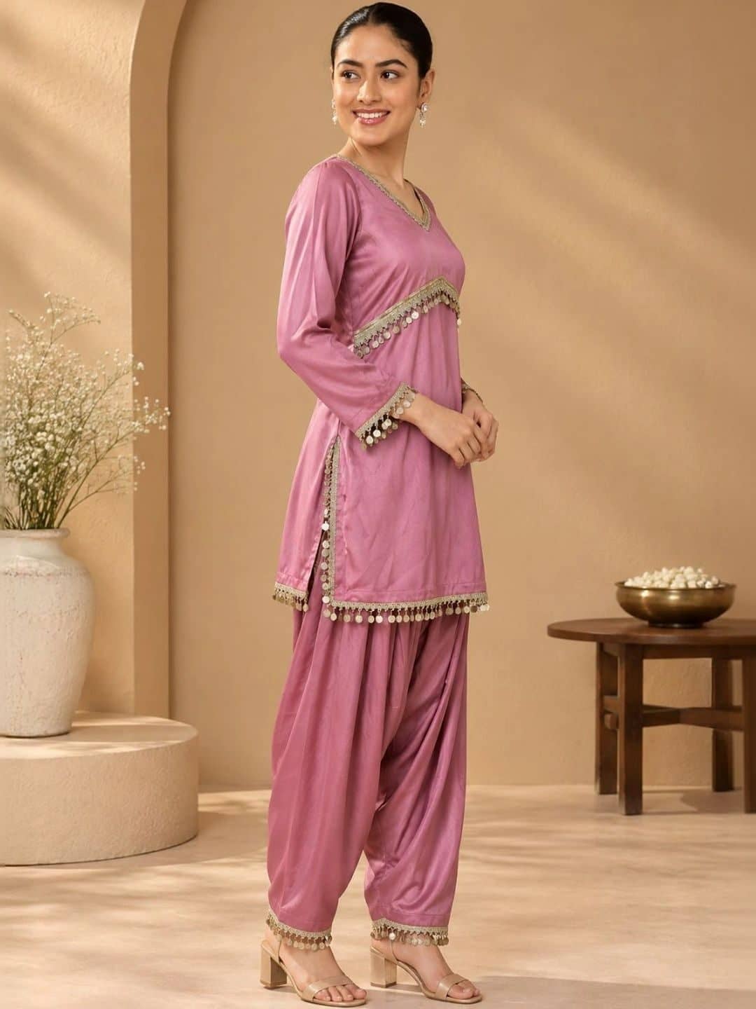SILCHIC Women Regular Gotta Patti Silk Crepe Kurta with Patiala & With Dupatta — photo 3