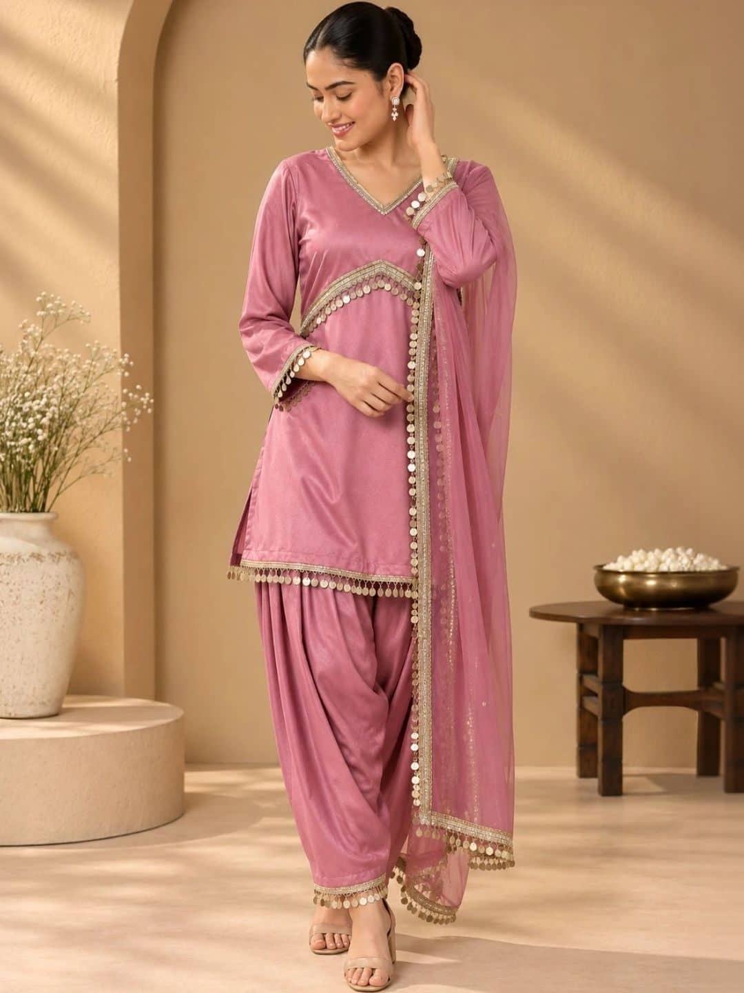 SILCHIC Women Regular Gotta Patti Silk Crepe Kurta with Patiala & With Dupatta — photo 4